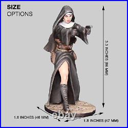 Action Figure Nun + Zombie Collectible Miniature Painted 1/24 scale 80 mm