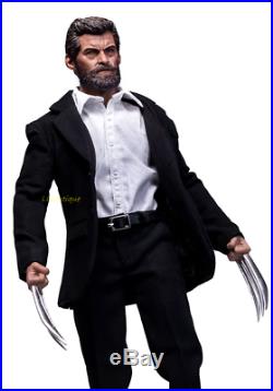 Custom 1/6 scale Logan Wolverine muscular figure black suit set with bloody Claws