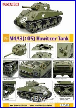 Dragon 1/6 Scale 12 WWII US M4A3 Sherman 105mm Howitzer Tank Kit 75046