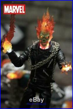 Ghost Rider Johnny Blaze with Cycle 1/9 Scale Figure with LED Lights Marvel 14
