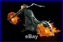 Marvel 1/6 Scale Ghost Rider Motorcycle Action Figure LED Toys Red&Blue Flame